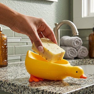 Porte savon auto-drainant en forme de canard mignon jaune