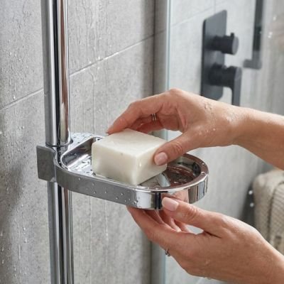 Porte savon douche chrome, à clipser sur une barre 