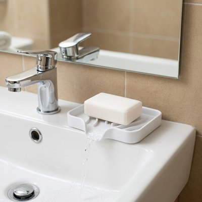 Porte savon douche rectangle, en silicone, souple antidérapant, avec tracés d'évacuation