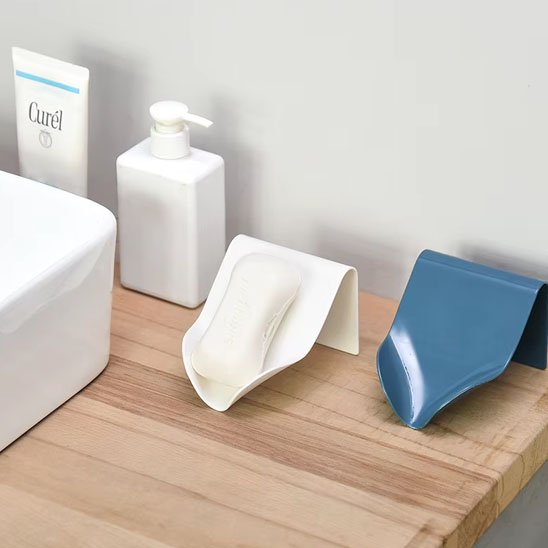 Porte savon mural blanc et bleu à poser design