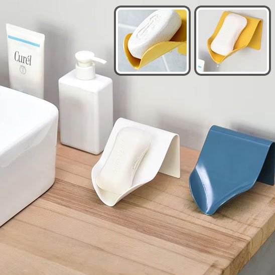 Porte savon mural bleu et blanc adhésif pour salle de bain et douche