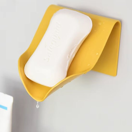 Porte savon mural jaune à fixation adhésive 
