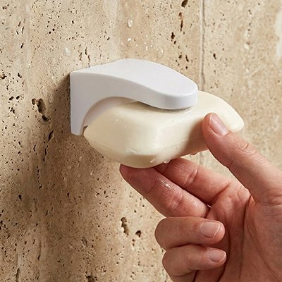 Porte savon mural Support à savon magnétique blanc, Gain de place, séchage rapide