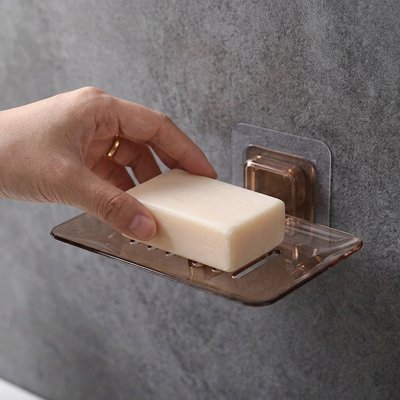Porte savons pour douche marron transparent, idéal pour le carrelage de douche
