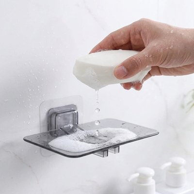 Porte savons pour douche, noir transparent 