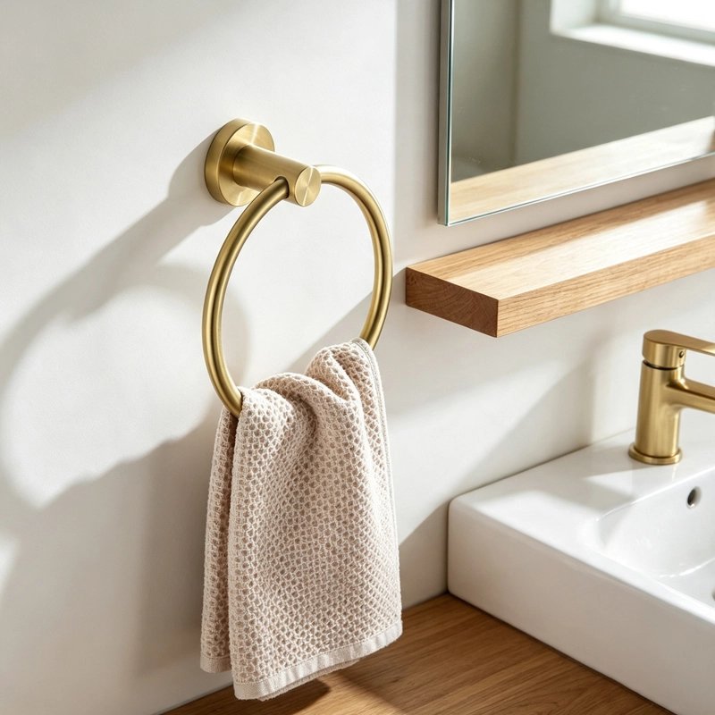 Porte serviette anneau doré chic
