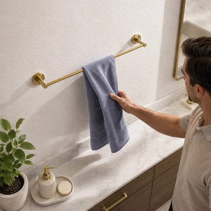 Porte serviette design élégant longue barre dorée 