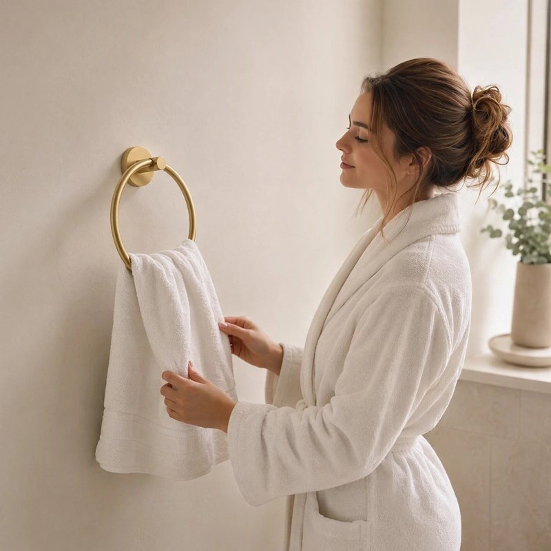 Porte serviette moderne doré grand anneau
