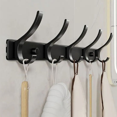 Porte serviette mural salle de bain 5 crochets noir 