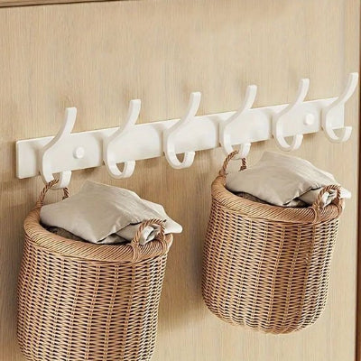 Porte serviette mural salle de bain blanc double usage à crochets