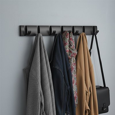 porte serviette mural salle de bain, crochets pliants gris noir