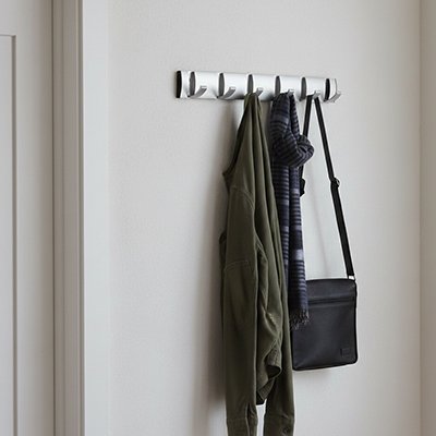 porte serviette mural salle de bain, crochets pliants gris  