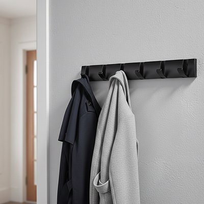porte serviette mural salle de bain, crochets pliants noir   