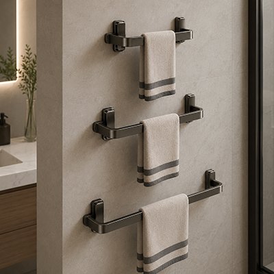 Porte serviette pour salle de bain à ventouse avec crochet 3 tailles 