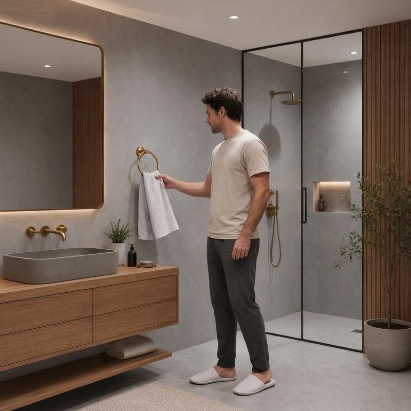 Porte serviette pour salle de bain en forme d'anneau doré