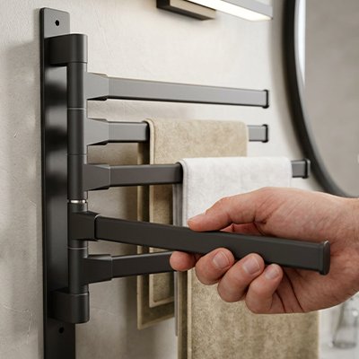Porte serviette salle de bain à plusieurs branche noir mural