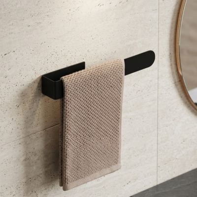 Porte serviette salle de bain  auto-adhésif noir Style simple et moderne,tige unique 