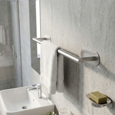 Porte serviette salle de bain chrome Acier inoxydable Auto-adhésif long et simple