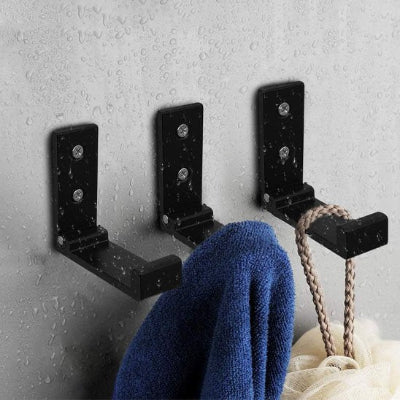 porte serviette salle de bain Crochet mural noir pliable 