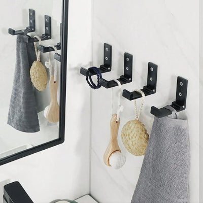 porte serviette salle de bain Crochet mural, noir, pliable