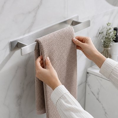Porte serviette salle de bain Design gris mat élégant Support robuste,sans perçage
