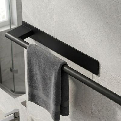 Porte serviette salle de bain Double Adhésif barre unique arrondie noire