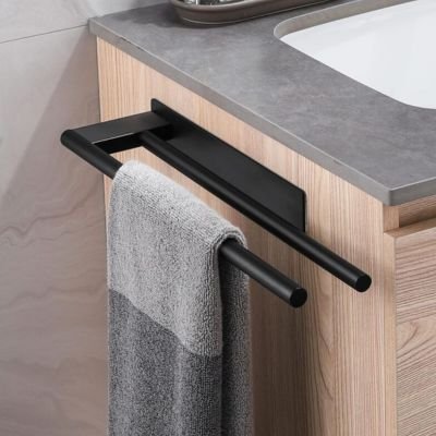 Porte serviette salle de bain double barre moderne noir