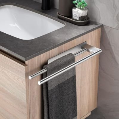 Porte serviette salle de bain double barre moderne chrome