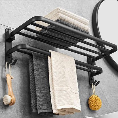 Porte serviette salle de bain mural noir mat  Double barre 