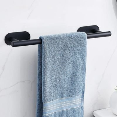 Porte serviette salle de bain noir Acier inoxydable Auto-adhésif longue
