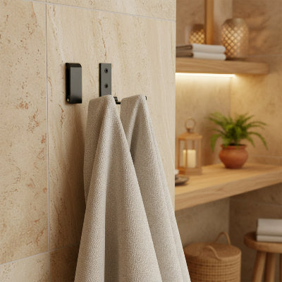 porte serviette salle de bain  noir pliable Crochet mural vissé