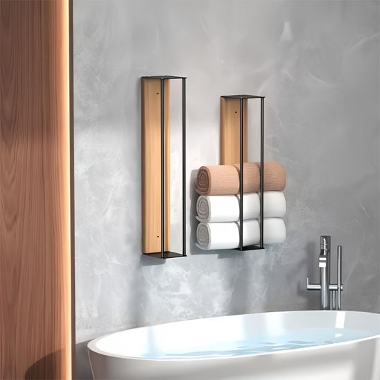 Porte serviette salle de bain pour enrouler les serviettes verticalement