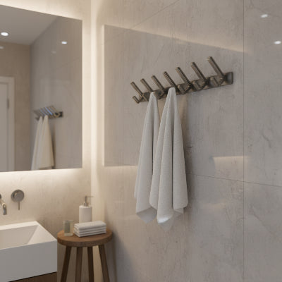 porte serviettes salle de bain 6 Patères grises  