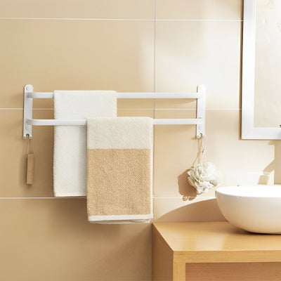 porte serviettes salle de bain deux niveaux blanc robuste 