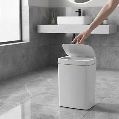 Poubelle de salle de bain, automatique, blanche, rectangulaire , étroite