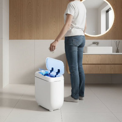 poubelle originale salle de bain blanche, automatique Affichage numérique intelligent