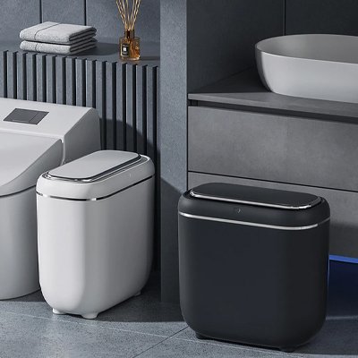 poubelle originale salle de bain blanche ovale automatique Affichage numérique intelligent
