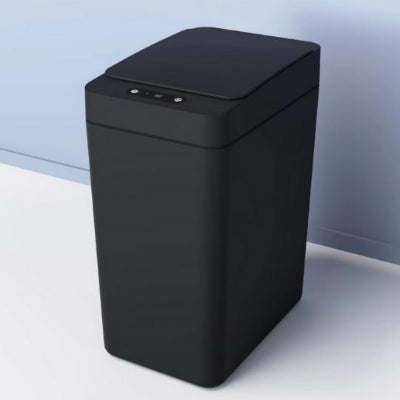 poubelle salle de bain noire rectangulaire sans contact activée par capteur de mouvement 12L avec couvercle