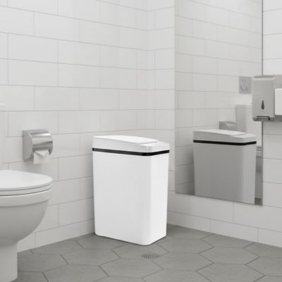 Poubelle salle de bain originale, blanche, avec capteur
