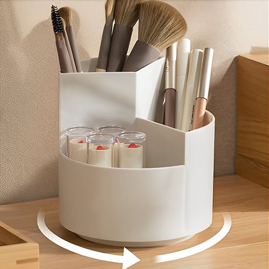 rangement à maquillage Organisateur blanc rotatif 