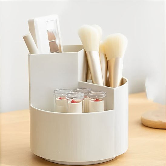 rangement à maquillage ,Organisateur , blanc, rotatif, à compartiments 
