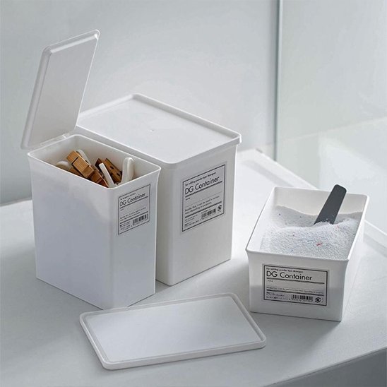 rangement de salle de bain boites blanches rectangulaires , herméthiques