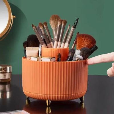 rangement maquillage, orange, Cylindre de pinceau de maquillage, rotatif à 360 °