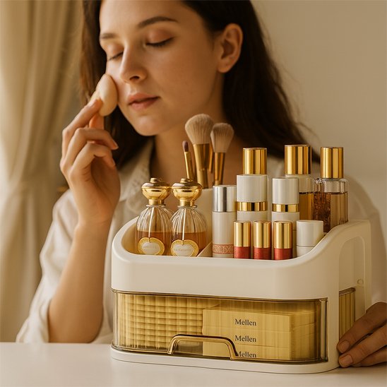 rangement pour le maquillage, tiroir transparent, comptoir ou un présentoir de beauté personnalisé 1 tiroir