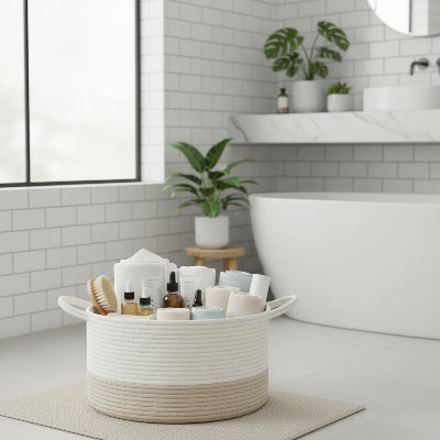 rangements pour salle de bain, Volume généreux avec deux anses renforcées