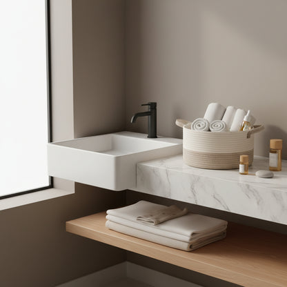 rangements pour salle de bain, Volume généreux, bicolore avec deux anses renforcées