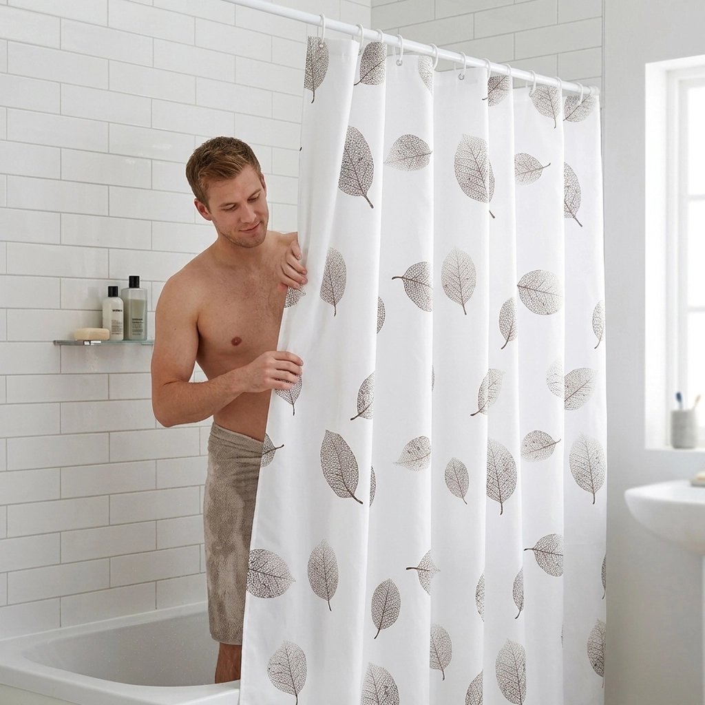Rideau douche nettoyage facile léger semi-transparent 