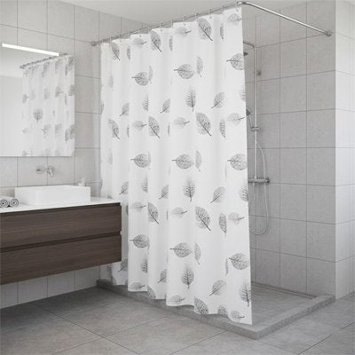 Rideaux de douche blanc,  imperméable, épais, avec crochets, œillets métalliques antirouille, motif de feuilles