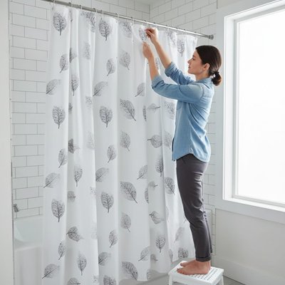 Rideaux de douche, nature,  imperméable, épais, avec crochets, œillets métalliques antirouille, motif de feuilles