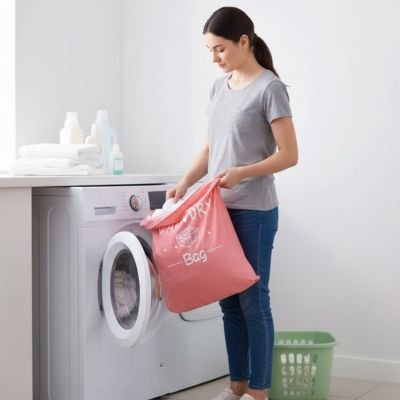 Sac linge sale étanche pour vêtements, grande capacité, en tissu Oxford à fermeture éclair, rose